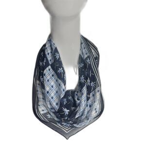 Italian Sheer Scarf Geometric and Palm Trees Pattern 22" x 22" Casual Fashion